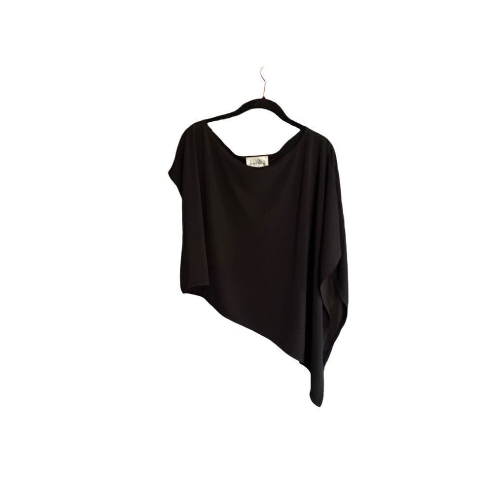 Joesph Ribkoff  women’s black, asymmetrical, boat neck poncho/cape S/14 